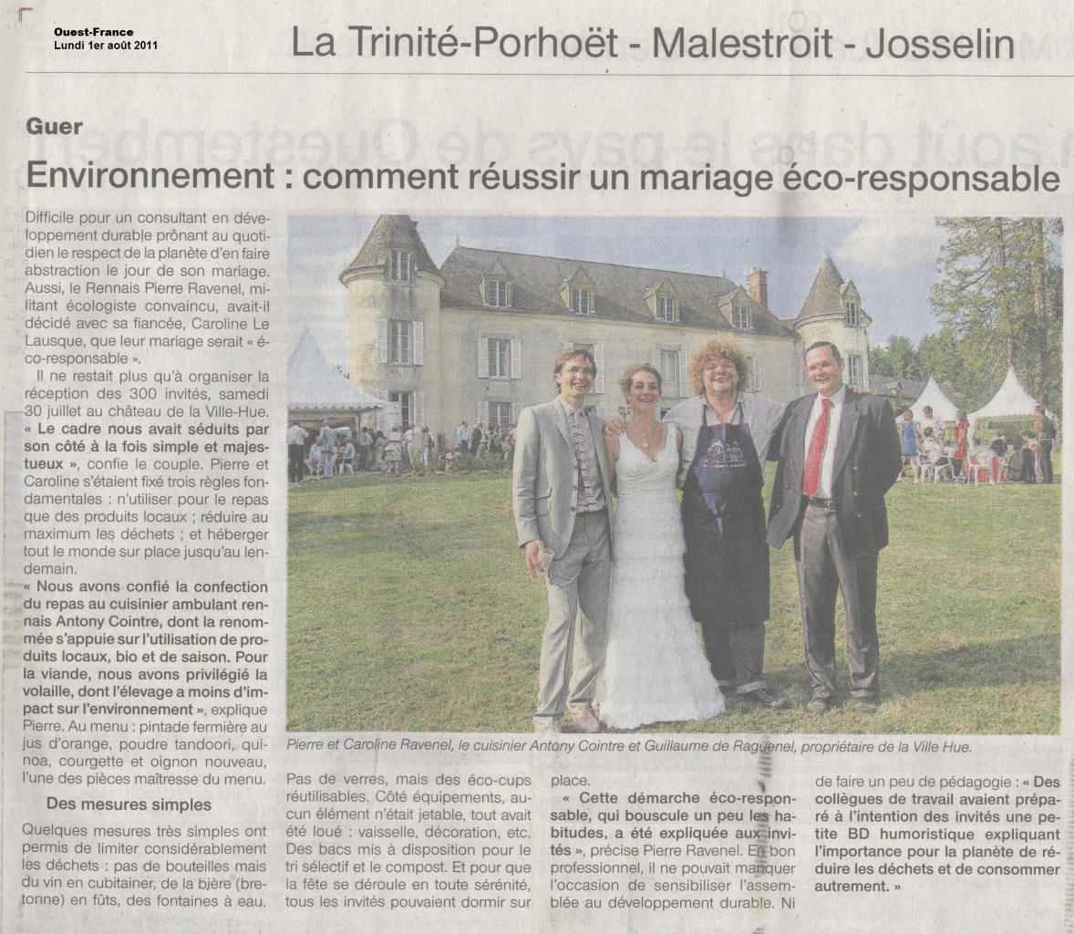 Article paru dans le Ouest-France le 1er août 2011